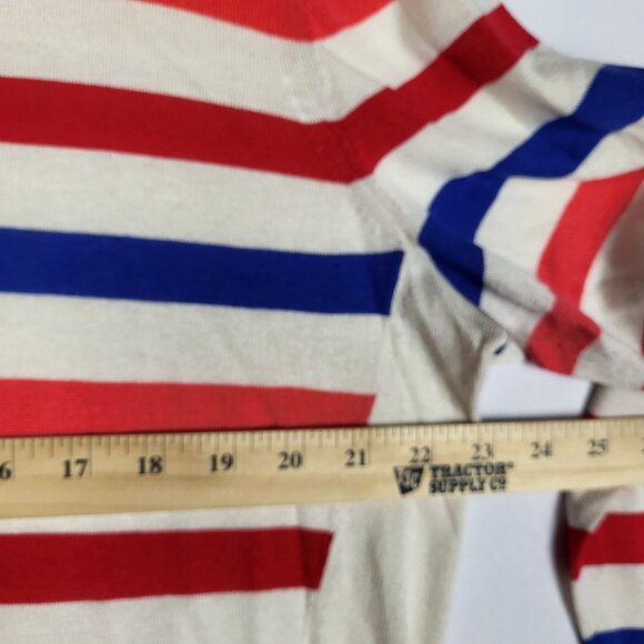 Banana Republic Silk Blend Sweater Women's XL Blue REd White Striped Lightweight - Picture 8 of 9